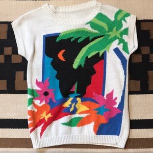 Vintage knitted short sleeve sweater
